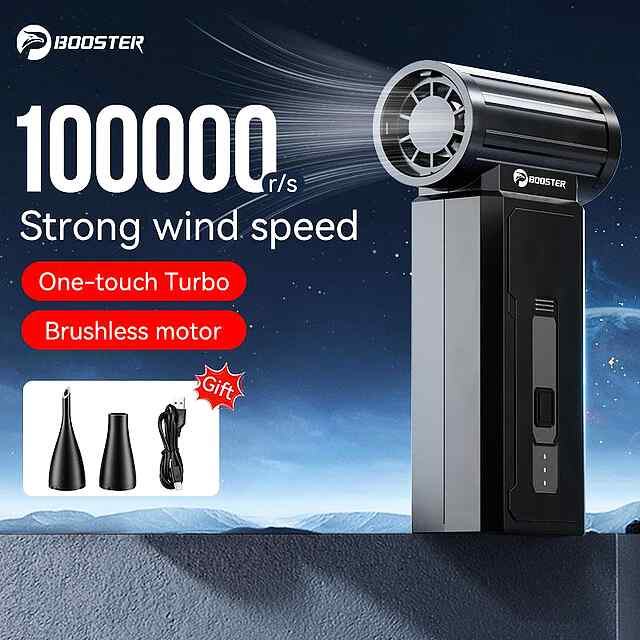 Booster W01 Mini Turbo Jet Fan - портативний повітродув з безщітковим двигуном (36 м/с) 21500mAh.