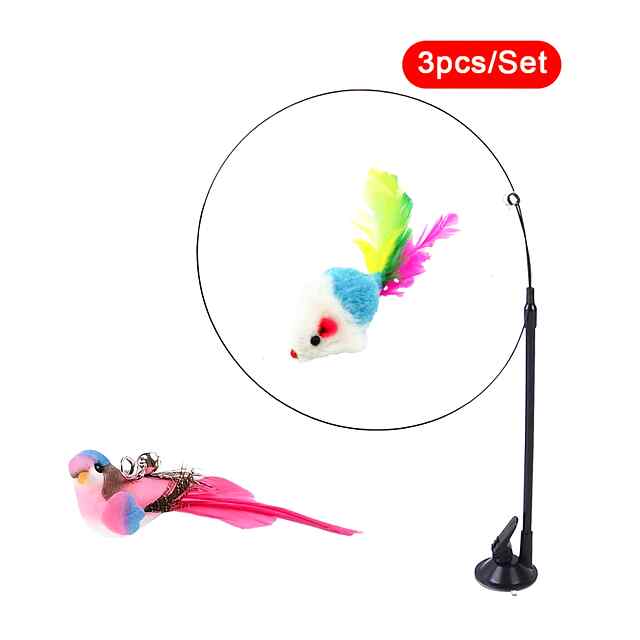 Іграшка для котів Мисливець на жердині з пір'ям та присоскою