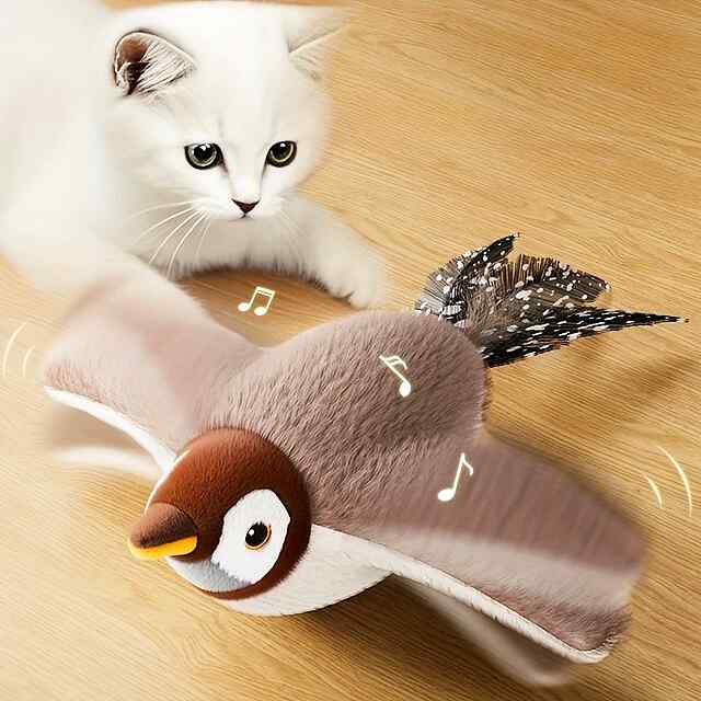 Іграшка Пташка: інтерактивна з рухом і звуком для котів/собак (USB)